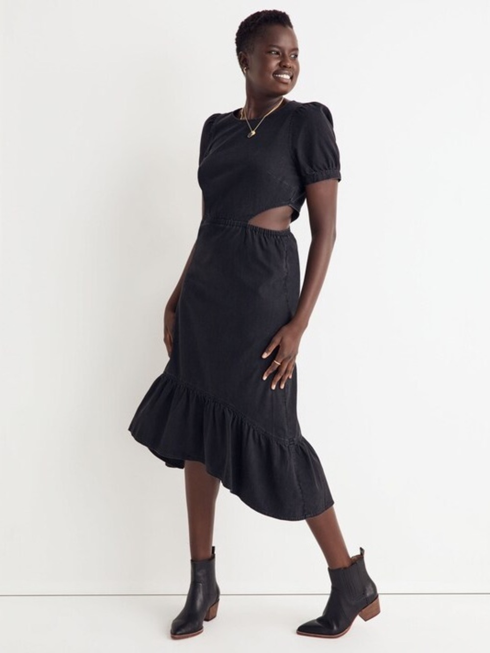 Madewell Denim Cutout Midi Dress Mulgrove Wash Size 0